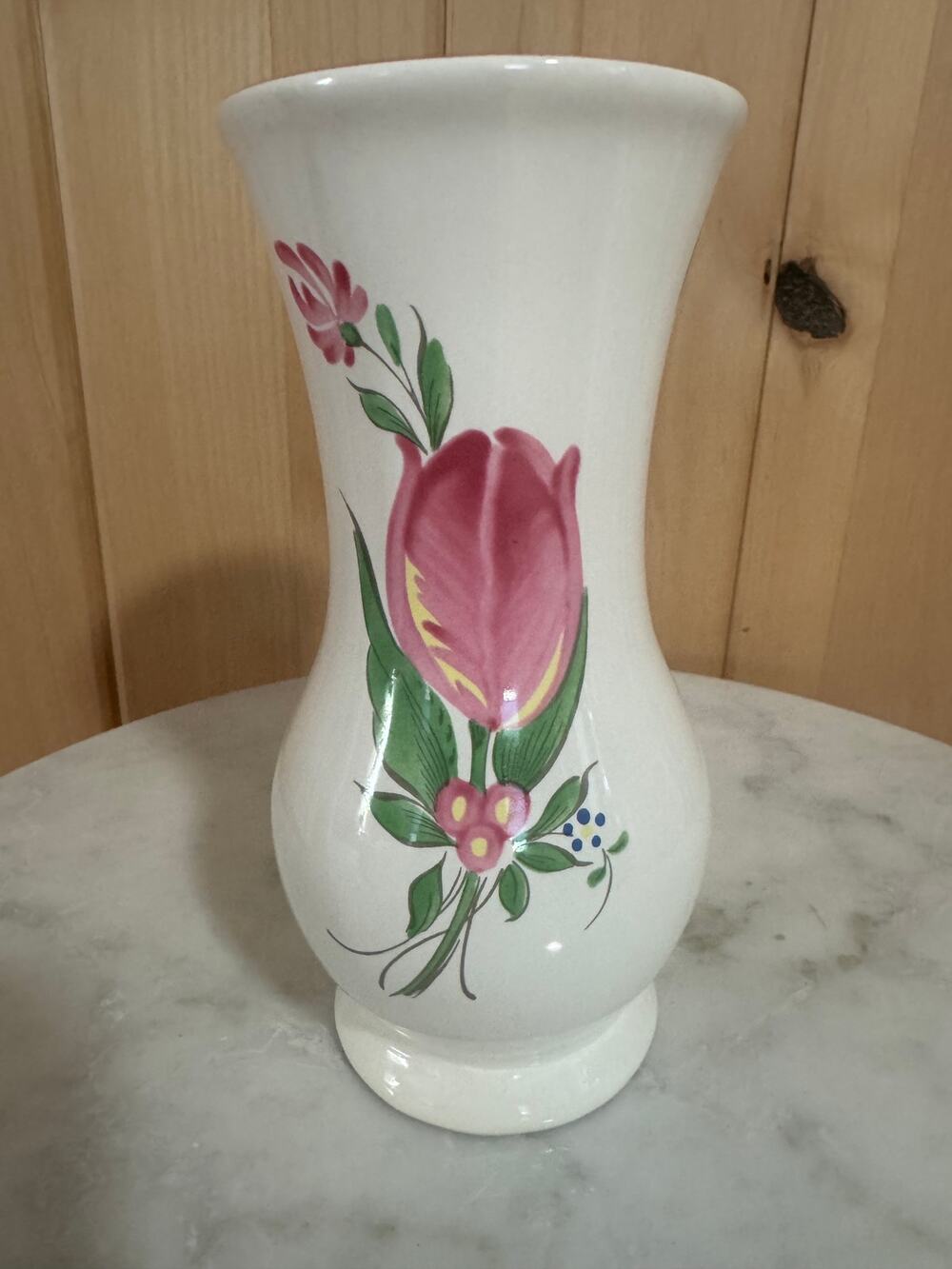 Vintage Luneville France Keller & Guerin Floral Earthenware Vase 6 3/4"